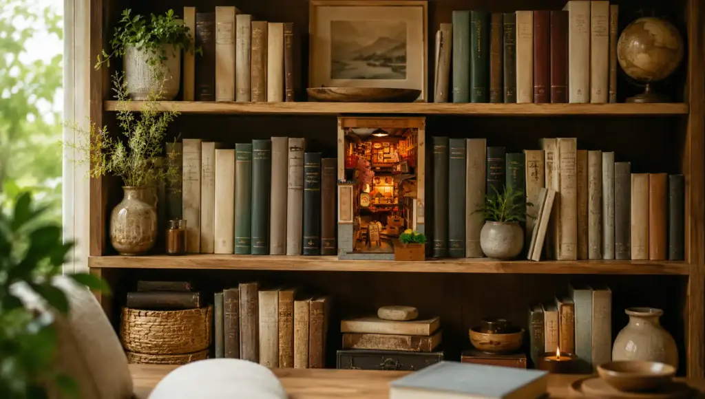 Aesthetic Shelf Styling 3 Aesthetic shelf styling with layered bookshelf decor